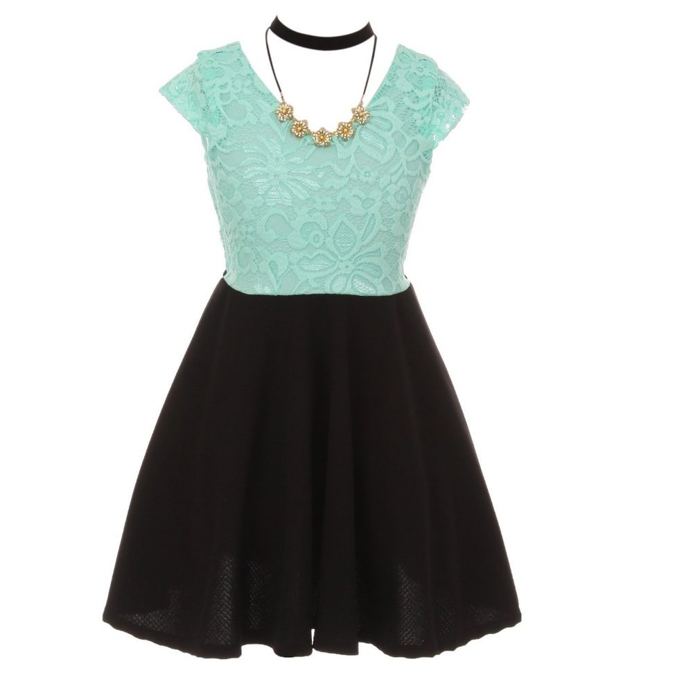 Elegant Sleeveless Button Stripe Bow Easter Party Holiday Flower Girl Dress Mint